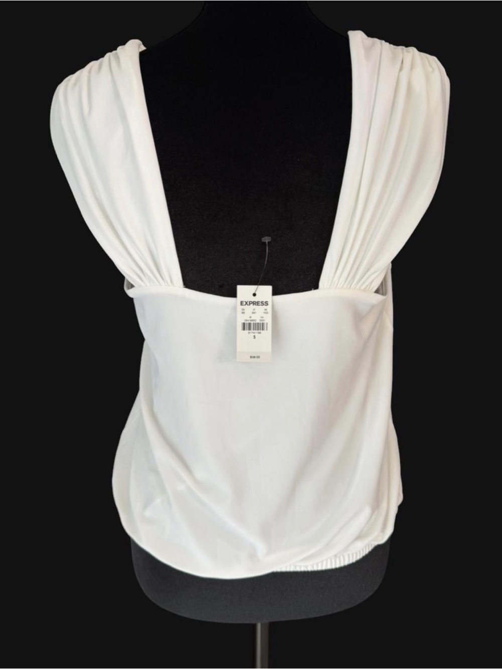 Express White Gathered Shoulder Sleeveless Blouse - Picture 4 of 7
